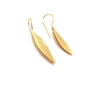Elongated Gold Marquise Leaf Earring-Earrings-Barbara Schletterer-Pistachios