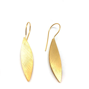 Elongated Gold Marquise Leaf Earring-Earrings-Barbara Schletterer-Pistachios