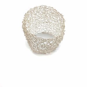 Extra Wide Silver Woven Cuff-Bracelets-Kathryn Stanko-Pistachios