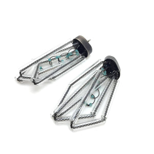 Faceted Blue Beads & Glass Layer Tube Earrings-Earrings-Karen Gilbert-Pistachios