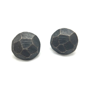 Faceted Round Oxi Silver Studs-Earrings-Heather Guidero-Pistachios