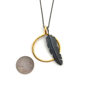 Feather and Hoop Necklace-Necklaces-Fritz Heiring-Pistachios