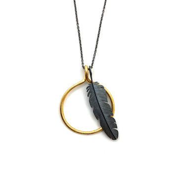 Feather and Hoop Necklace