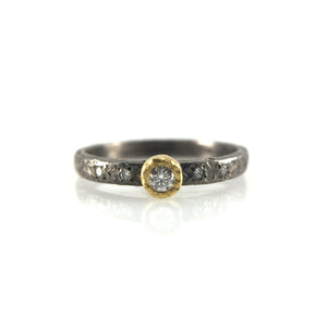 Five Diamond and Rhodium Ring-Rings-Yasuko Azuma-Pistachios