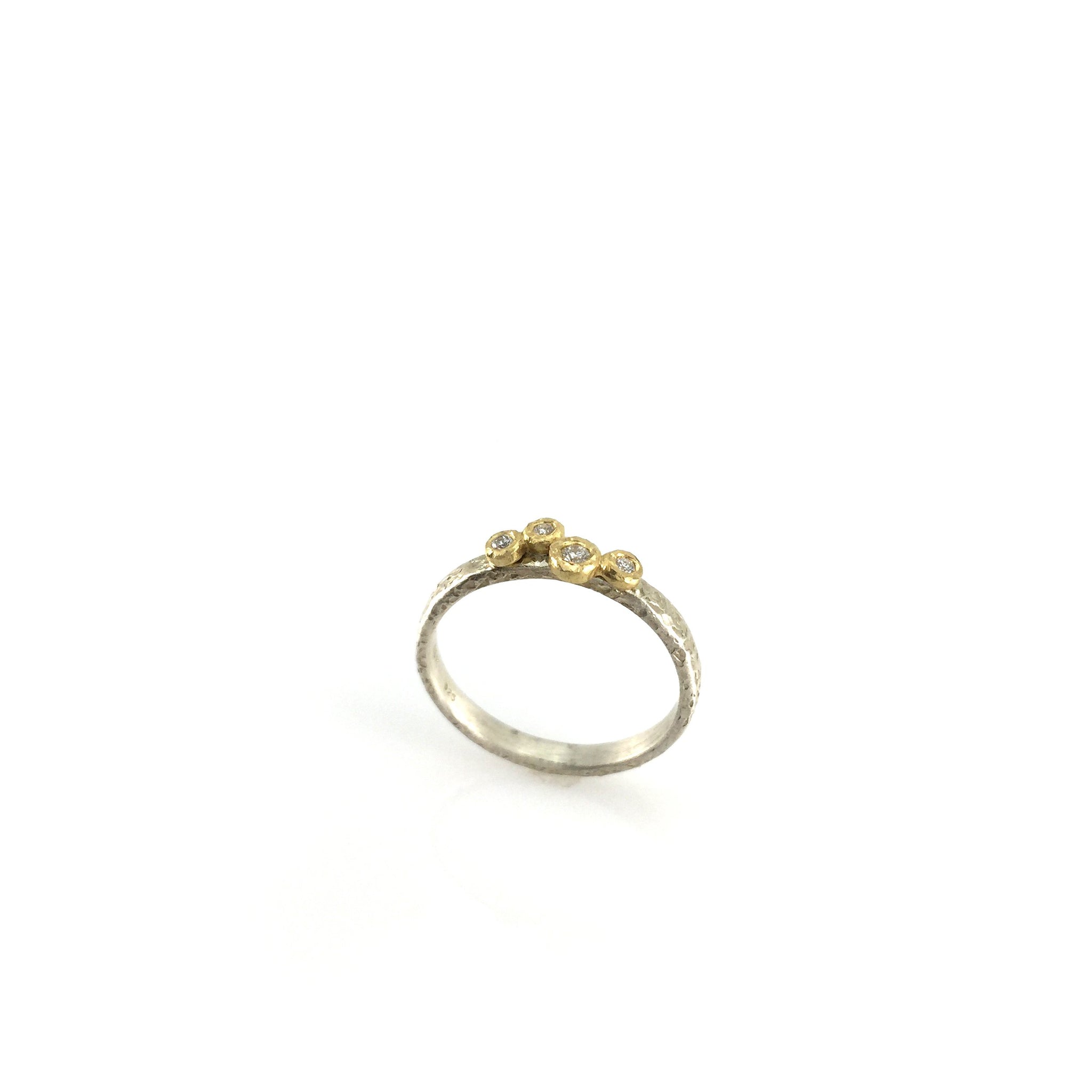 14kt White Gold Four Diamond Ring – Van Rijk