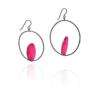 Fuscia Circle Hoops-Earrings-Myung Urso-Pistachios