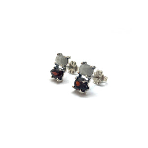 Garnet and Moonstone Stud Earrings-Earrings-Joanna Gollberg-Pistachios