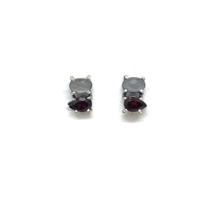 Garnet and Moonstone Stud Earrings-Earrings-Joanna Gollberg-Pistachios