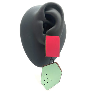 Geometric Earrings -Fuchsia/Mint Green-Earrings-Karen Vanmol-Pistachios