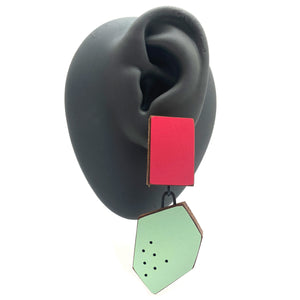 Geometric Earrings -Fuchsia/Mint Green-Karen Vanmol-Pistachios