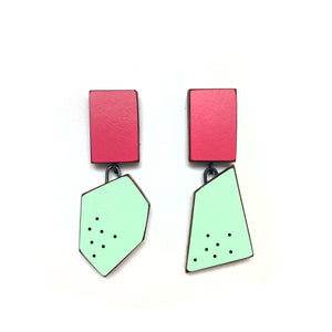 Geometric Earrings -Fuchsia/Mint Green-Earrings-Karen Vanmol-Pistachios
