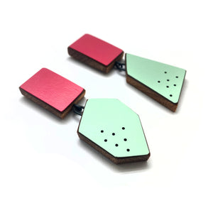 Geometric Earrings -Fuchsia/Mint Green-Earrings-Karen Vanmol-Pistachios