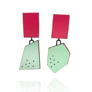 Geometric Earrings -Fuchsia/Mint Green-Earrings-Karen Vanmol-Pistachios