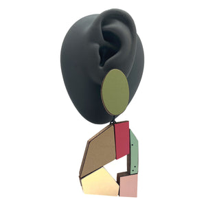 Geometric Earrings -Gold/Fuchsia-Earrings-Karen Vanmol-Pistachios
