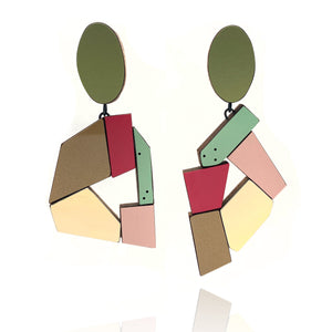 Geometric Earrings -Gold/Fuchsia-Earrings-Karen Vanmol-Pistachios