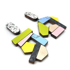 Geometric Earrings - Light Blue/Yellow/Pink/Green-Earrings-Karen Vanmol-Pistachios