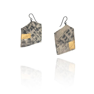 Geometric Hanji Paper & Gold Earrings-Earrings-Myung Urso-Pistachios