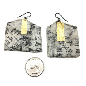 Geometric Hanji Paper & Gold Earrings-Earrings-Myung Urso-Pistachios