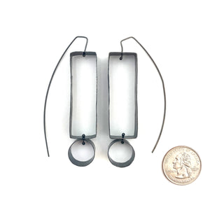 Geometric Oxidized Silver Earrings-Earrings-Biba Schutz-Pistachios