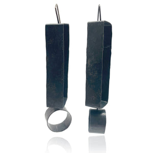 Geometric Oxidized Silver Earrings-Earrings-Biba Schutz-Pistachios