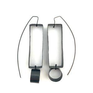 Geometric Oxidized Silver Earrings-Earrings-Biba Schutz-Pistachios