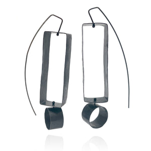 Geometric Oxidized Silver Earrings-Earrings-Biba Schutz-Pistachios