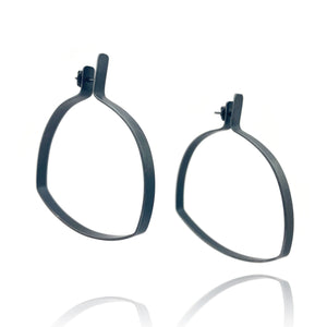 Geometric Oxidized Sterling Silver Hoops-Earrings-Gabrielle Desmarais-Pistachios