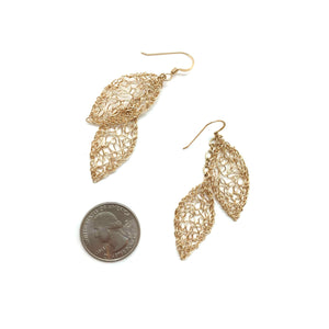 Gold Double Leaf Earrings-Earrings-Kathryn Stanko-Pistachios
