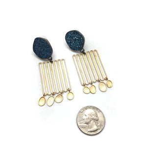 Gold Link Druzy Flare Earrings-Earrings-Emily Rogstad-Pistachios