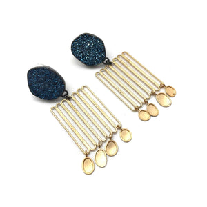 Gold Link Druzy Flare Earrings-Earrings-Emily Rogstad-Pistachios