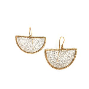 Gold Trim Fan Earrings-Earrings-Jolanta Gazda-Pistachios