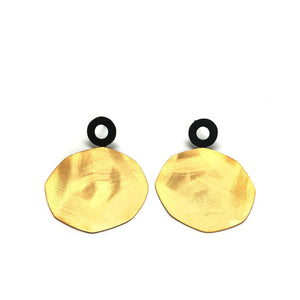 Gold and Black Disc Earrings-Earrings-Margo Myszka-Pistachios