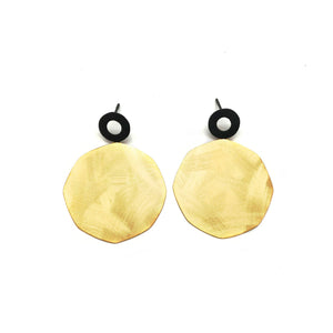 Gold and Black Disc Earrings-Earrings-Margo Myszka-Pistachios