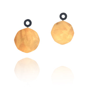 Gold and Black Disc Earrings-Earrings-Margo Myszka-Pistachios