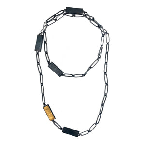 Gold and Oxidized Silver Link Necklace-Necklaces-Biba Schutz-Pistachios