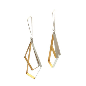 Gold and Silver Angular Drop Earrings-Earrings-Marcin Tyminski-Pistachios