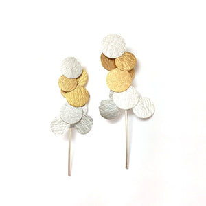 Gold and Silver Cluster Earrings-Earrings-Malgosia Kalinska-Pistachios
