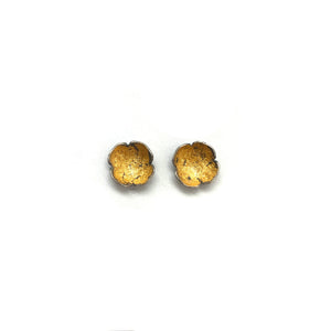 Golden Flower Studs with Blue Topaz Jackets-Earrings-So Young Park-Pistachios