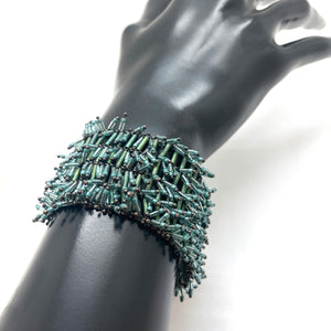 Green Glass Grid Bracelet-Bracelets-Karen Gilbert-Pistachios