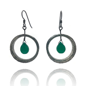 Green Onyx Circle Earrings-Earrings-So Young Park-Pistachios