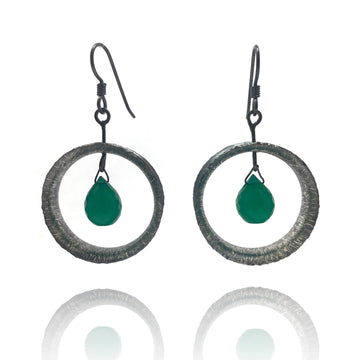 Green Onyx Circle Earrings
