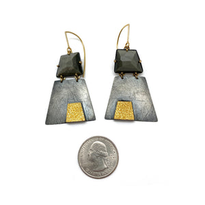 Grey Quartz Pyramid Earrings-Earrings-Heather Guidero-Pistachios