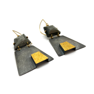 Grey Quartz Pyramid Earrings-Earrings-Heather Guidero-Pistachios