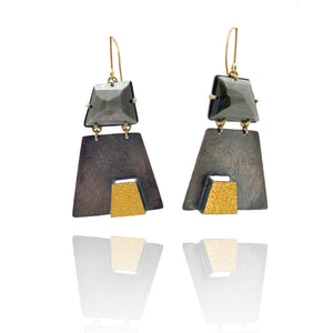 Grey Quartz Pyramid Earrings-Earrings-Heather Guidero-Pistachios