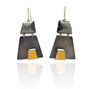 Grey Quartz Pyramid Earrings-Earrings-Heather Guidero-Pistachios