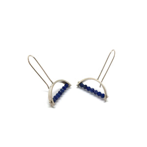Half Circle Lapis Earrings-Earrings-Ashka Dymel-Pistachios