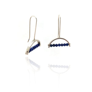 Half Circle Lapis Earrings-Earrings-Ashka Dymel-Pistachios