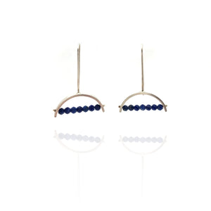 Half Circle Lapis Earrings-Earrings-Ashka Dymel-Pistachios