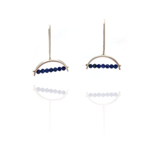 Half Circle Lapis Earrings-Earrings-Ashka Dymel-Pistachios
