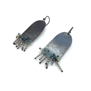 Half Oval Moonstone Fringe Earrings-Earrings-Karen Gilbert-Pistachios